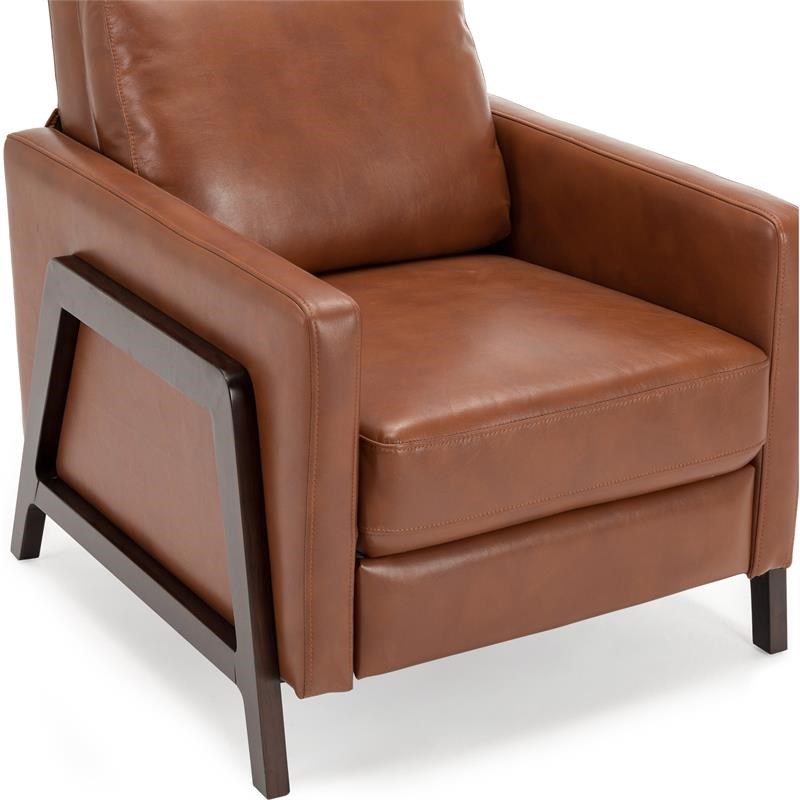 Bowery Hill Push Back Faux Leather Recliner in Caramel Finish