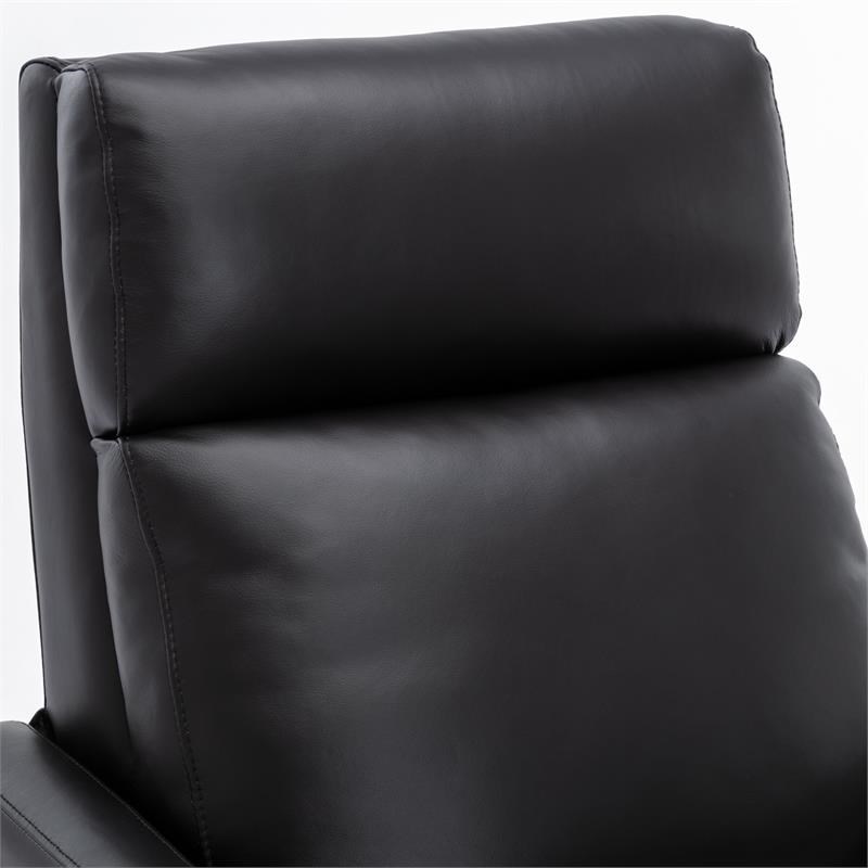 Bowery Hill Modern Leather Push Back Recliner in Black Finish