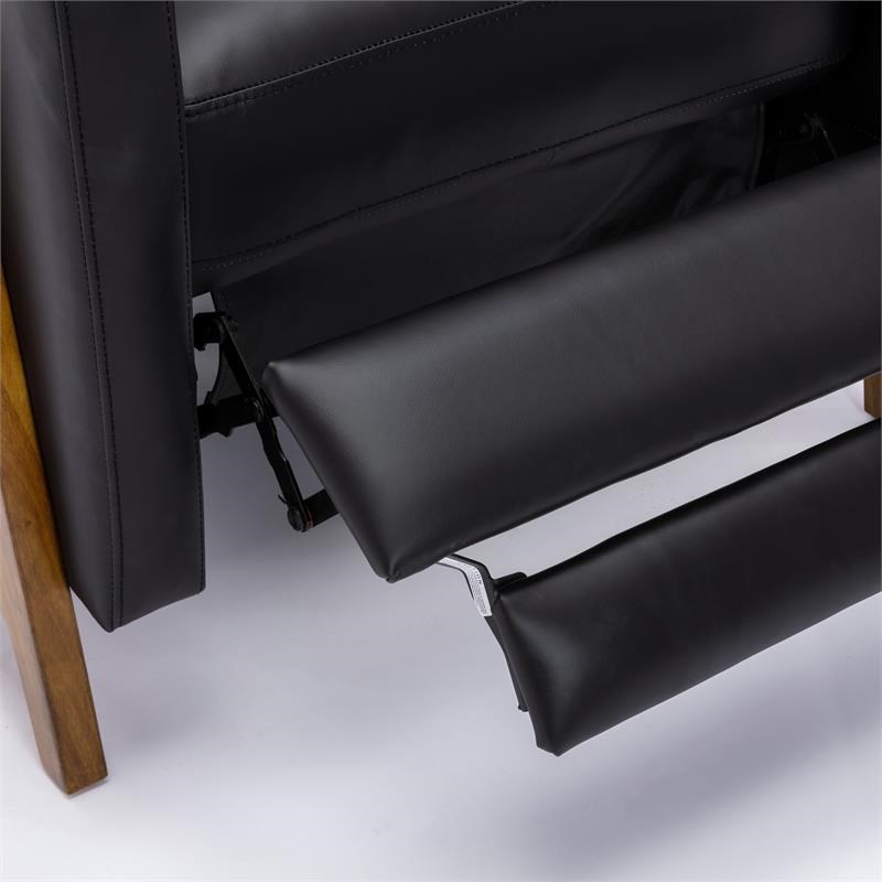 Bowery Hill Modern Leather Push Back Recliner in Black Finish