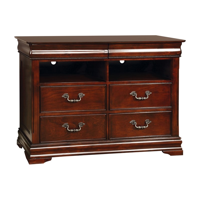 Bowery Hill Traditional Solid Wood 4-Drawer Media Chest in Cherry