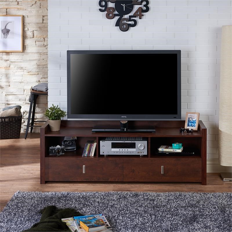 Bowery Hill Transitional Wood 2-Drawer TV Stand in Vintage Walnut