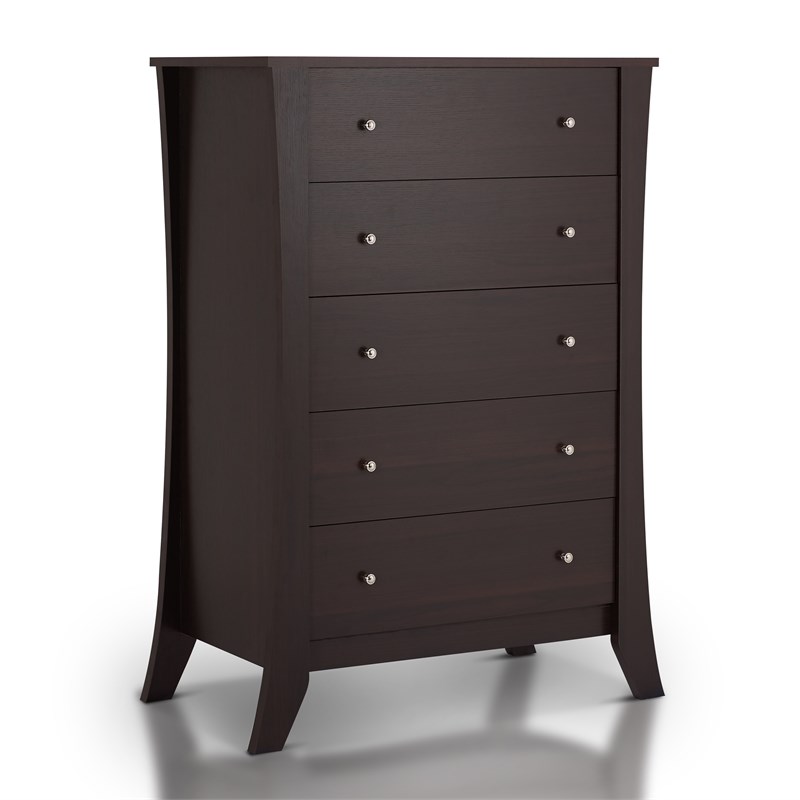 Bowery Hill Contemporary Wood 5-Drawer Chest in Espresso Finish