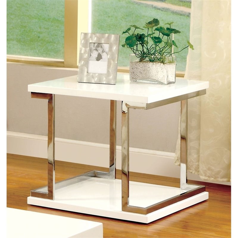 Bowery Hill Wood Open Shelf 2-Piece Coffee Table Set in White