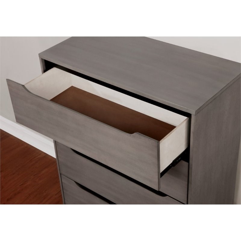 Bowery Hill Mid-Century Modern Wood 4-Drawer Chest in Gray Finish
