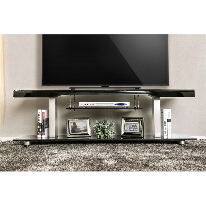 Bowery Hill Contemporary Metal 60-inch TV Console in Black Finish