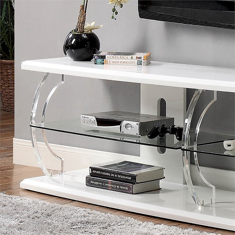 Bowery Hill Contemporary Wood Storage 72-Inch TV Stand in White