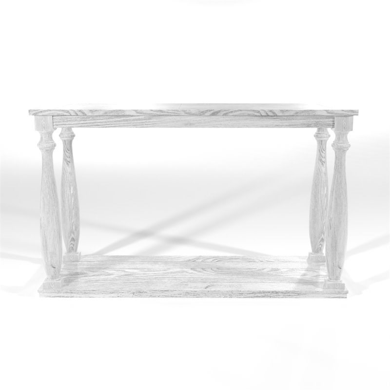 Bowery Hill Rustic Wood Open Shelf Sofa Table in Antique White
