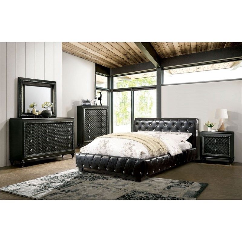 Bowery Hill Contemporary Wood 5-Drawer Chest in Metallic Gray