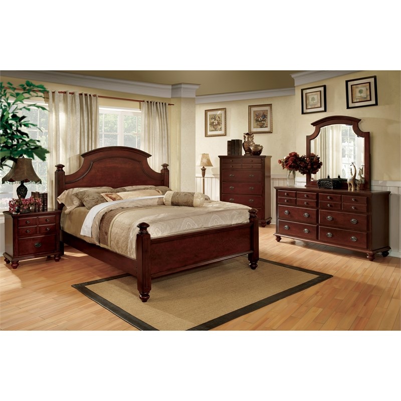 Bowery Hill Transitional Solid Wood 5-Drawer Chest in Cherry
