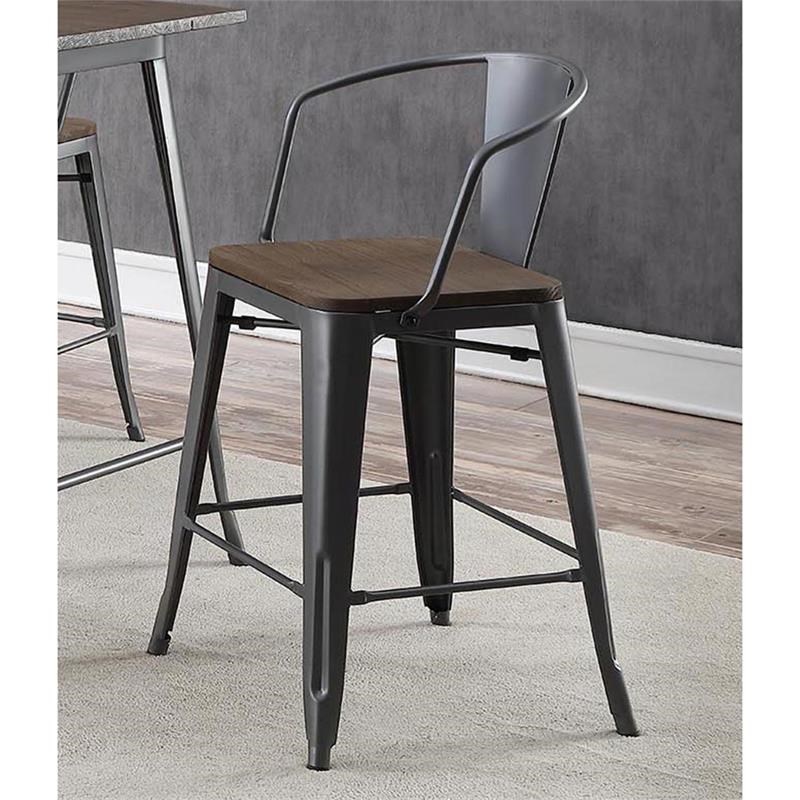 Bowery Hill Metal Counter Stool in Dark Bronze Finish (Set of 2)