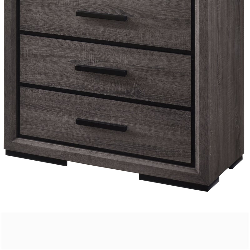 Bowery Hill Contemporary Wooden 5-Drawer Chest in Gray Finish