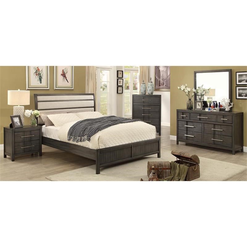 Bowery Hill Transitional Solid Wood 5-Drawer Chest in Gray Finish
