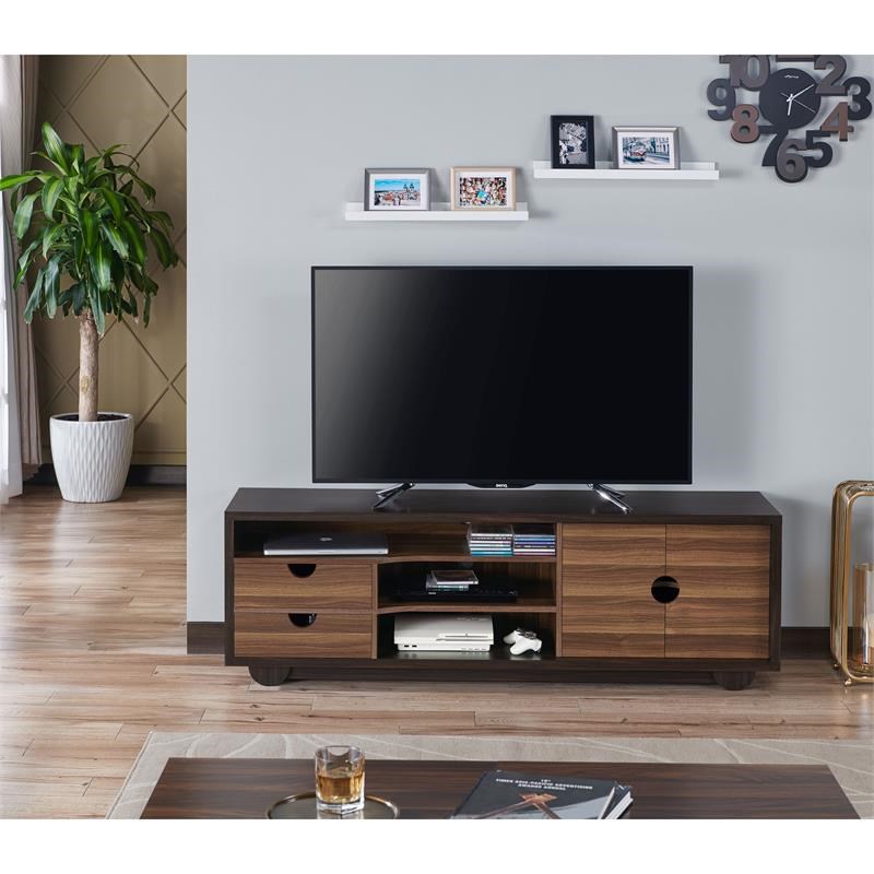 Bowery Hill Contemporary Wood 2-Drawer TV Stand in Brown Wenge