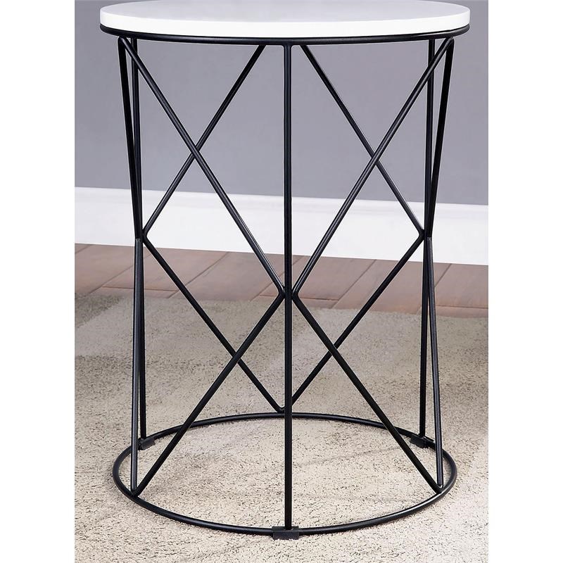 Bowery Hill Contemporary Wood 3-Piece Nesting Tables in White