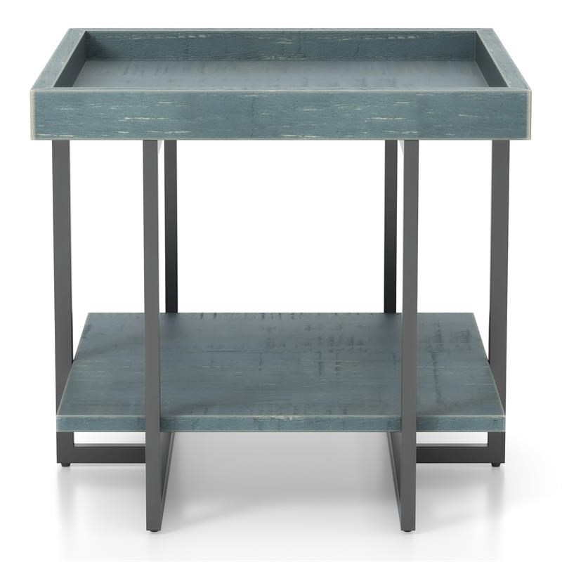 Bowery Hill Transitional Wood 1-Shelf End Table in Antique Blue Finish