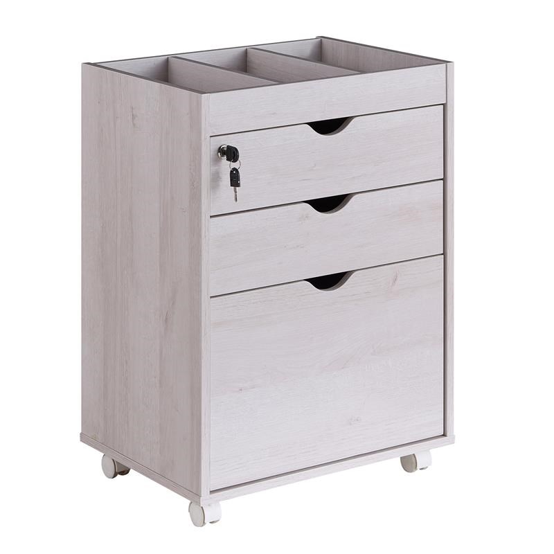 Bowery Hill Transitional Wood 3-Drawer File Cabinet in W Finish