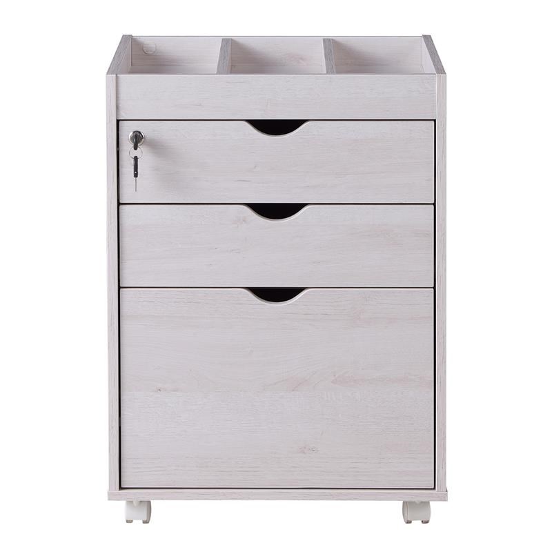 Bowery Hill Transitional Wood 3-Drawer File Cabinet in W Finish