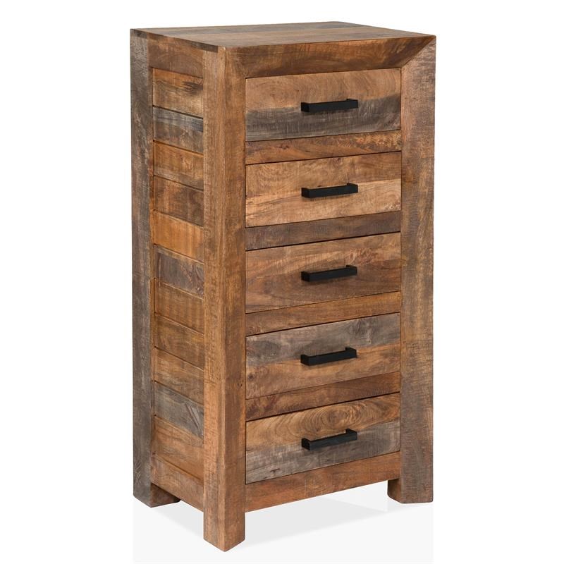 Bowery Hill Rustic Wood 5-Drawer Chest in Natural Tone Finish