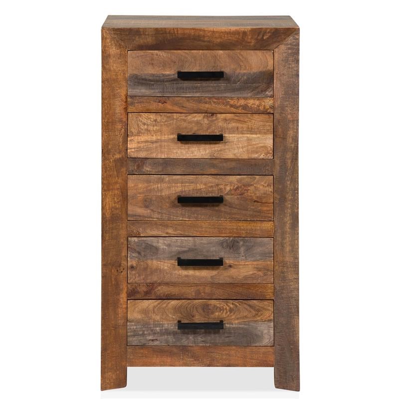 Bowery Hill Rustic Wood 5-Drawer Chest in Natural Tone Finish