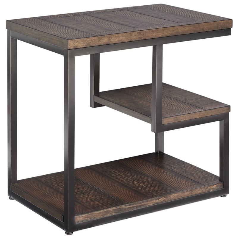 Bowery Hill Lake Forest Chairside Table in Cola Brown Finish