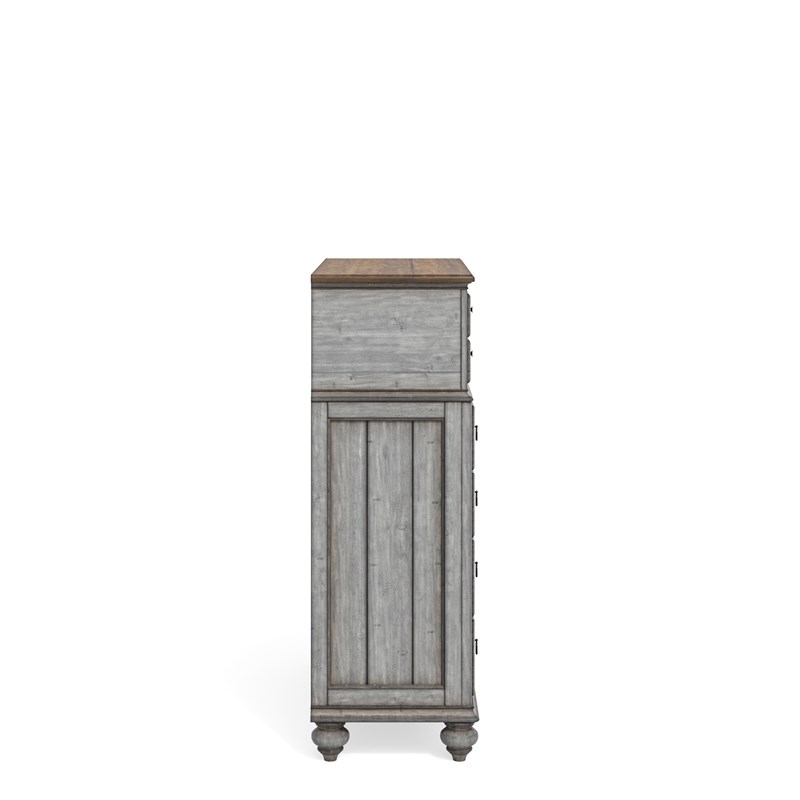 Bowery Hill Farmhouse Wood Drawer Chest with Weathered Gray Finish