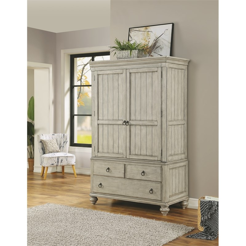 Bowery Hill Farmhouse Wooden Plymouth Armoire in Gray Finish