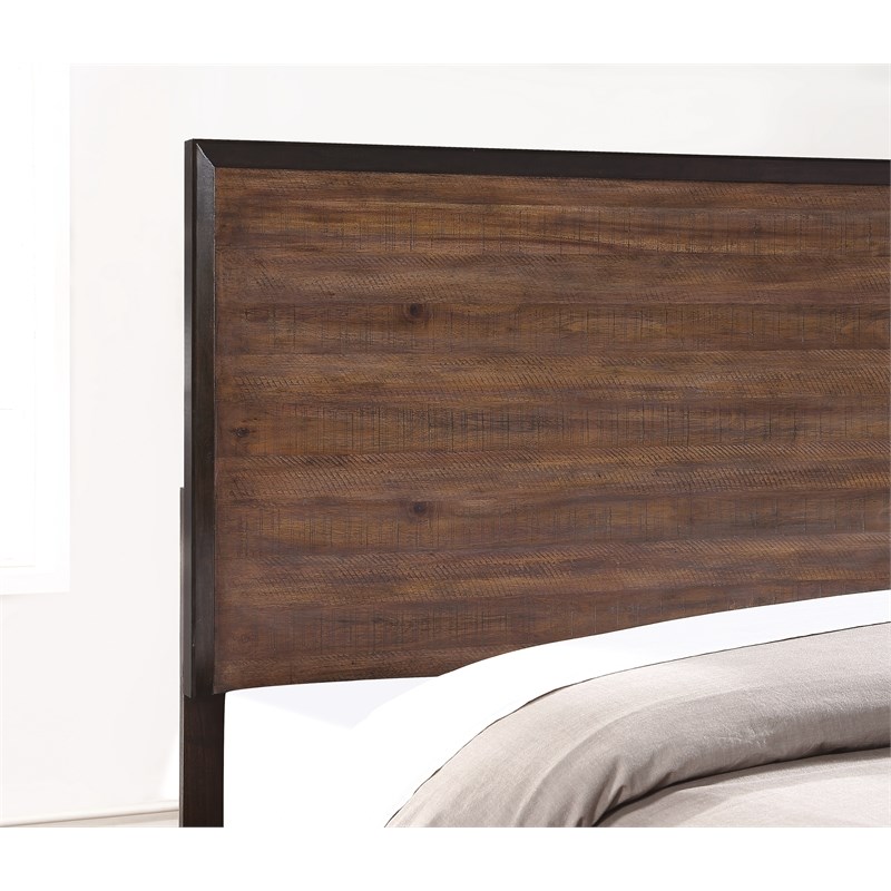 Bowery Hill Modern Rustic Brown King Bed made from Walnut and Acacia Hardwoods