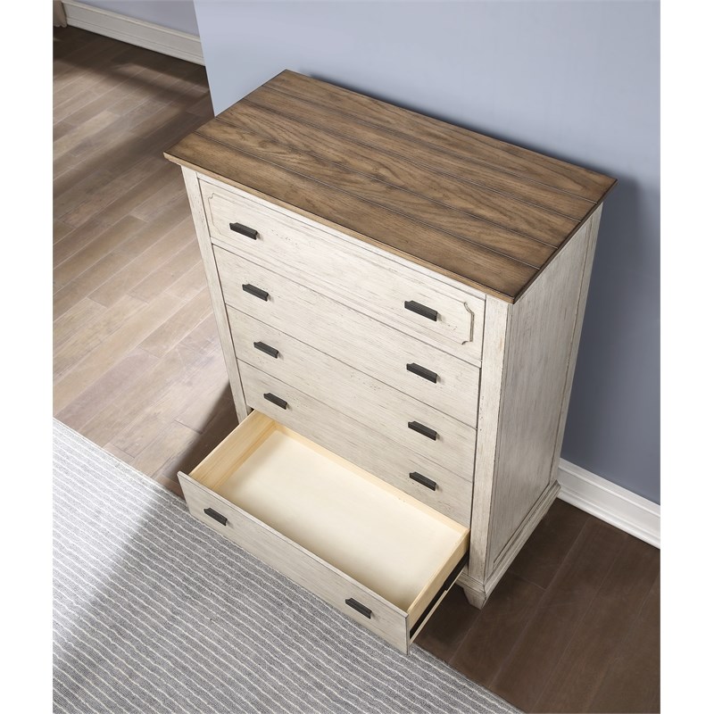 Bowery Hill Coastal Cottage Wooden Drawer Chest in Gray Finish