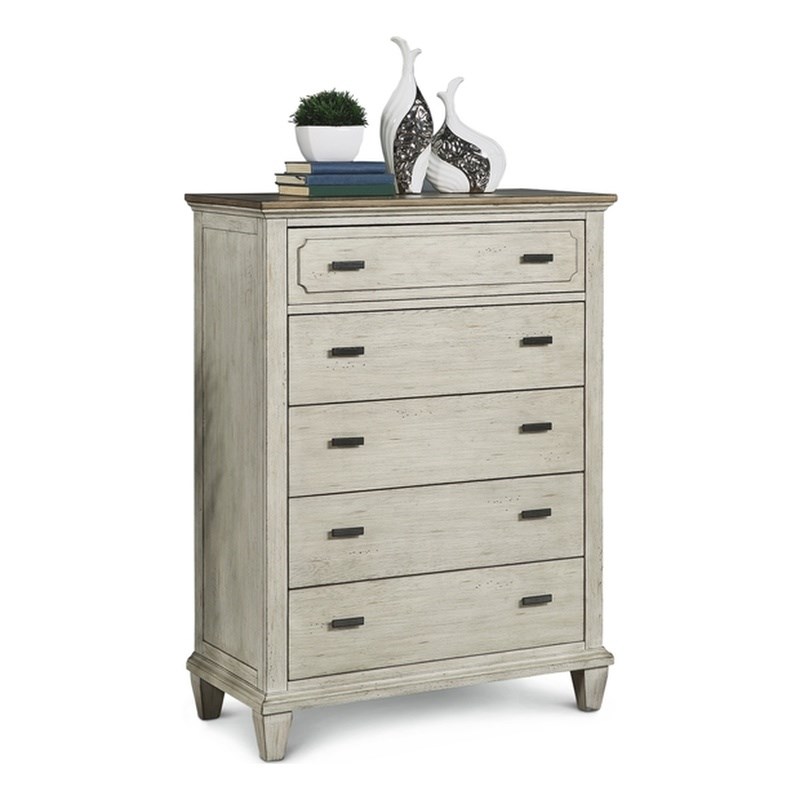 Bowery Hill Coastal Cottage Wooden Drawer Chest in Gray Finish