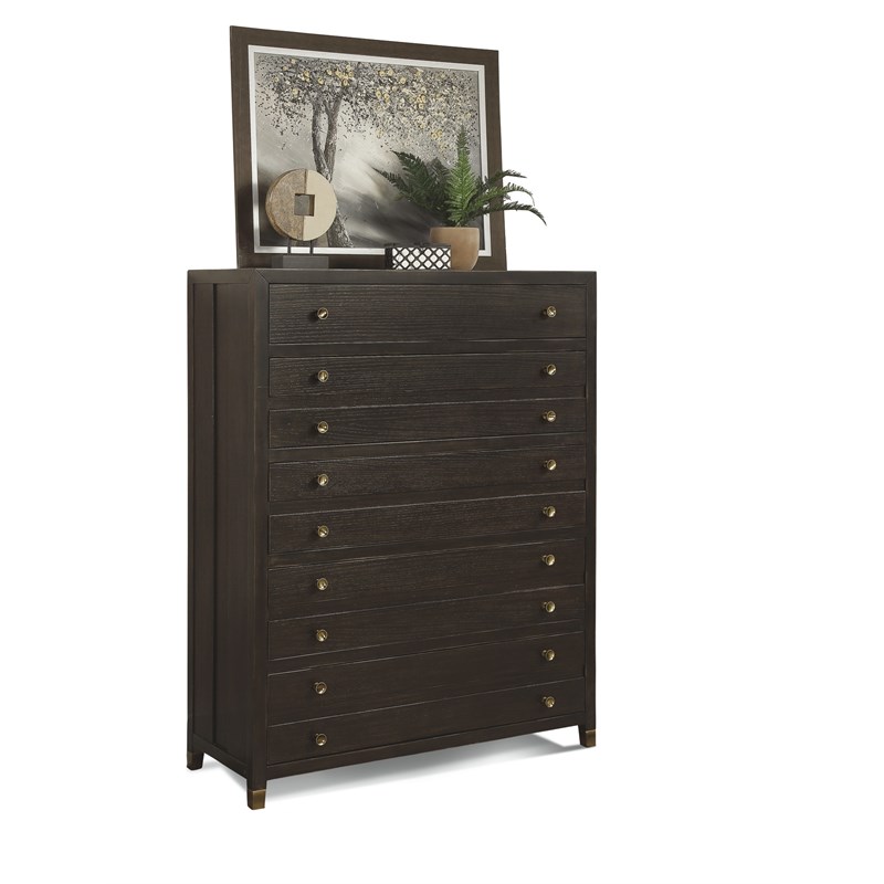Bowery Hill Mid-Century Styled Wooden Drawer Chest in Dark Brown