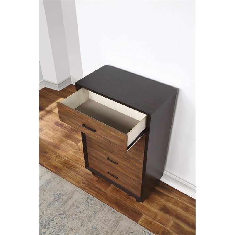 Bowery Hill Modern Rustic Brown Drawer Chest made from Walnut & Acacia Hardwood