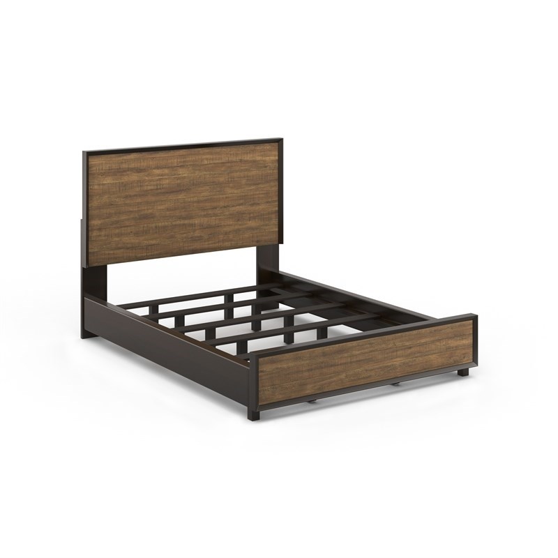 Bowery Hill Modern Rustic Brown Queen Bed made from Walnut and Acacia Wood