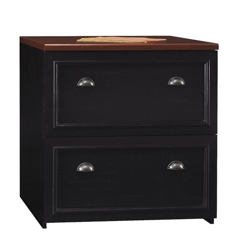 Pemberly Row 2 Drawer Lateral File Cabinet in Black and Cherry