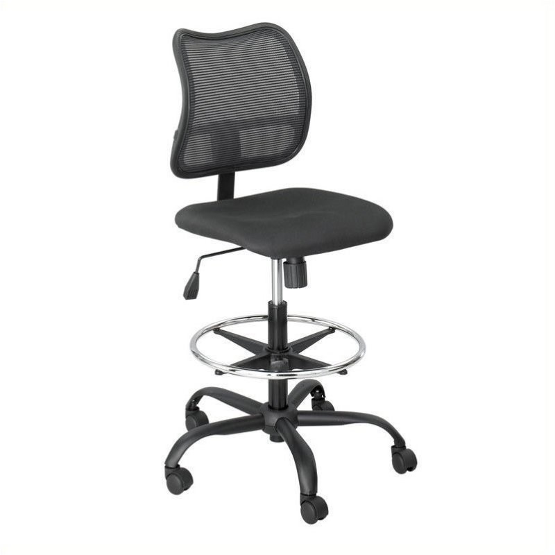 Pemberly Row Extended Height Mesh Drafting Chair in Black