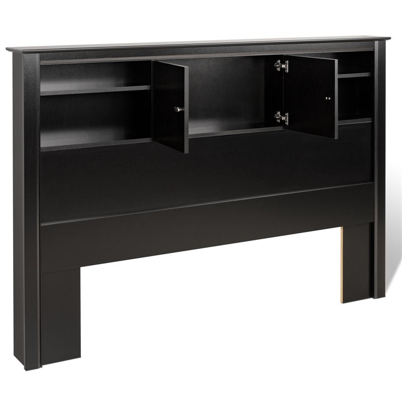 Pemberly Row Full Queen Bookcase Headboard in Black Finish Homesquare
