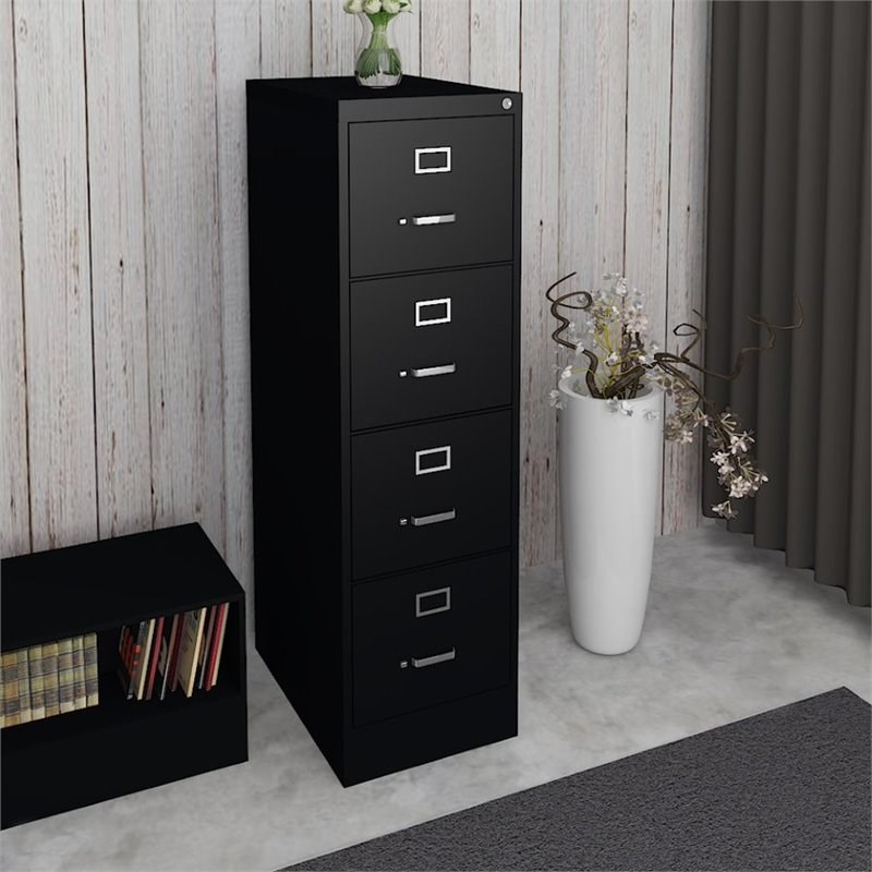 Pemberly Row 4 Drawer Letter File Cabinet in Black