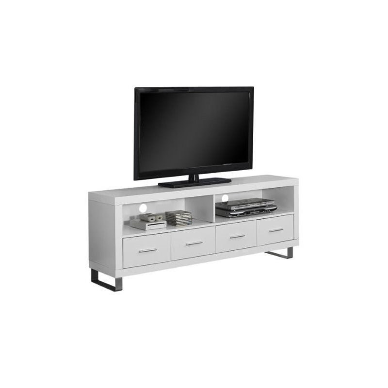 Pemberly Row TV Console in White with Drawers
