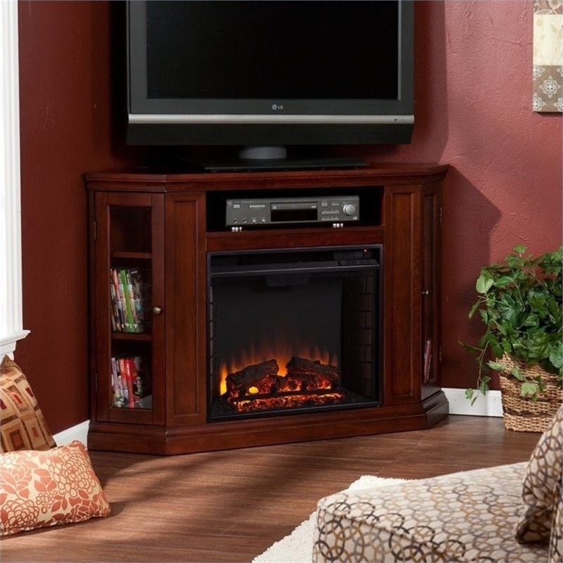 Pemberly Row Convertible Electric Fireplace Cherry