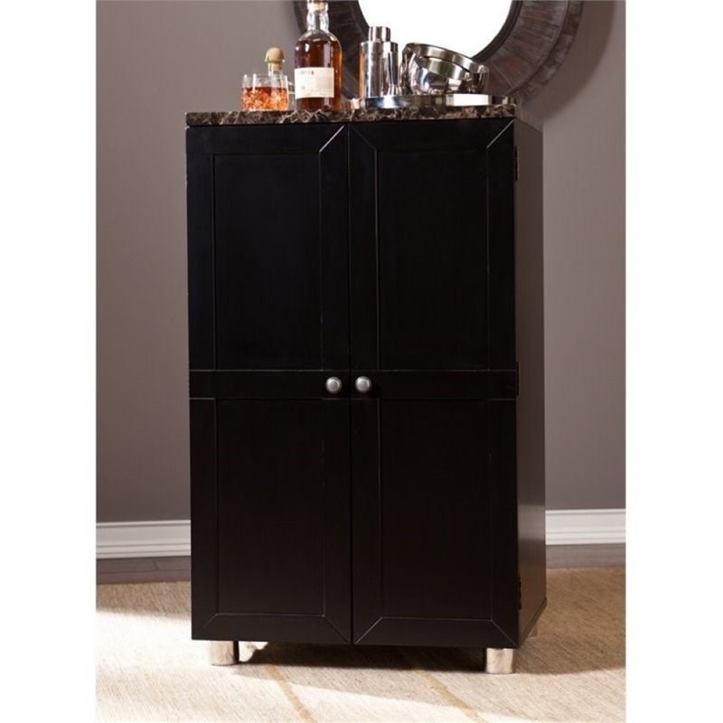 Pemberly Row Cape Town Home Bar Cabinet in Black