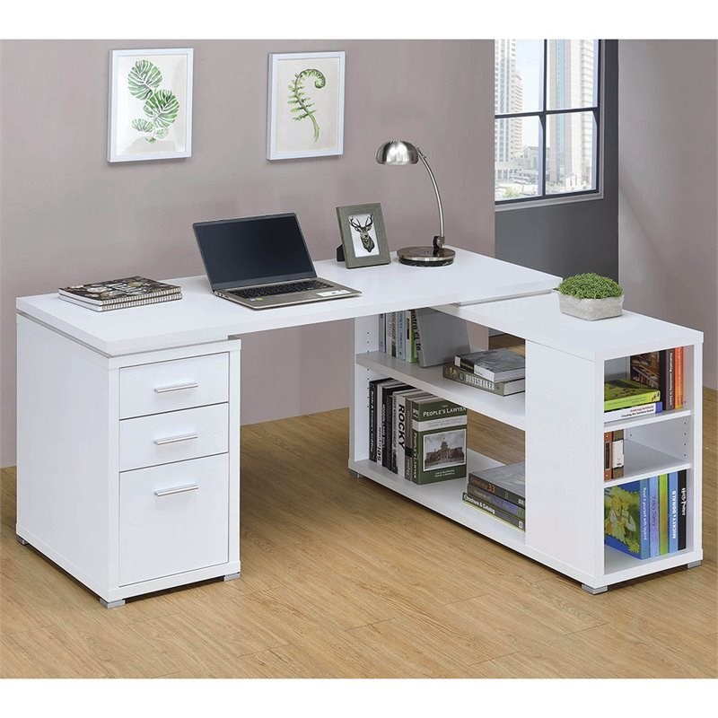 Pemberly Row L Shaped Writing Desk in White | Homesquare