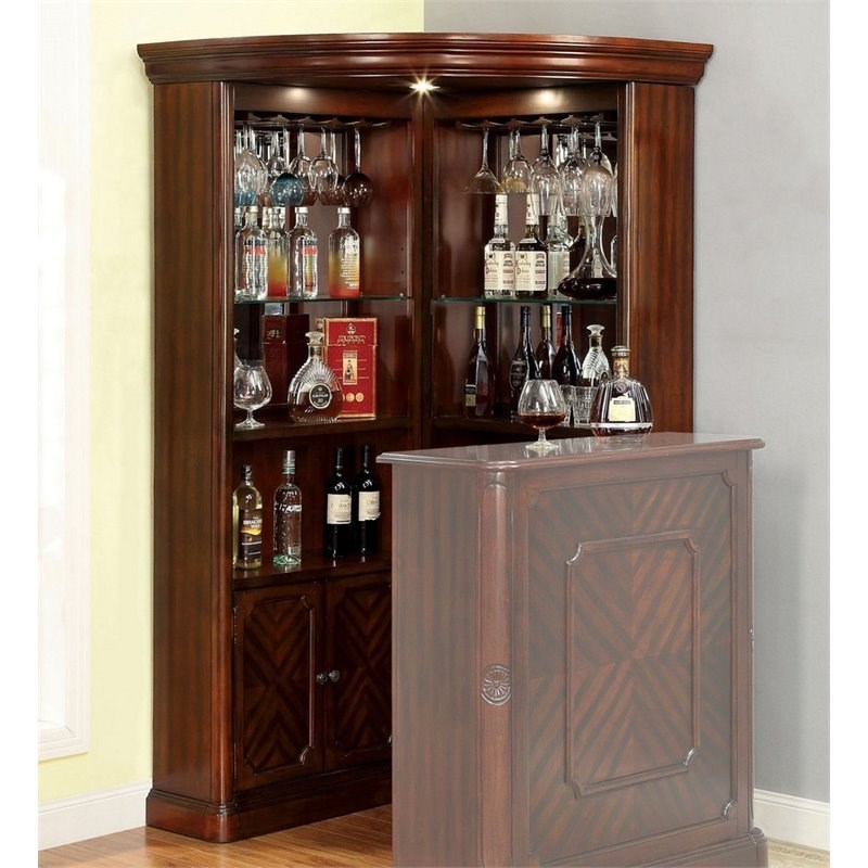 Pemberly Row Traditional Wood Corner Home Bar In Dark Cherry Homesquare   1720177 L 