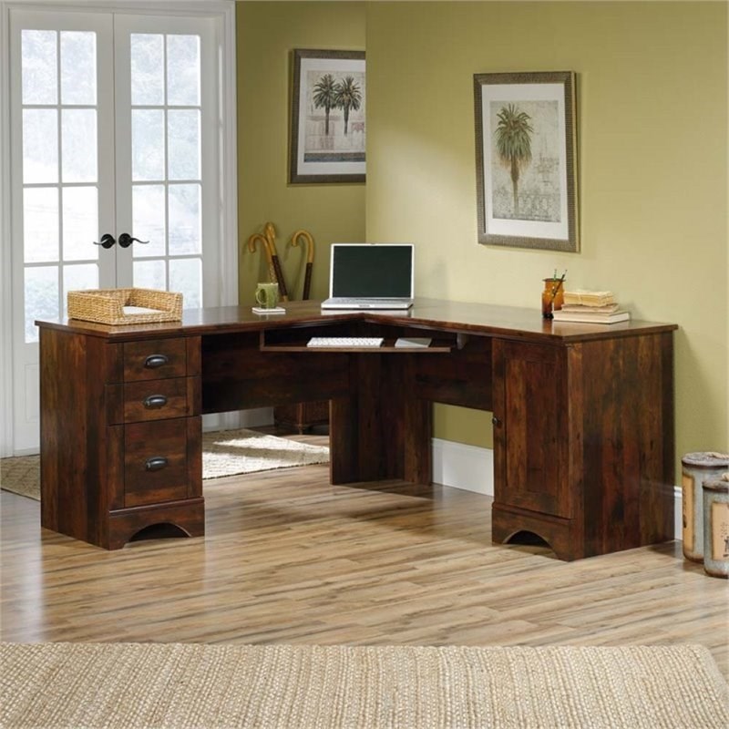 pemberly row corner computer desk in curado cherry pr1617058