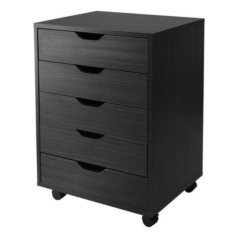 pemberly row 5 drawer desk in black home office desk storage