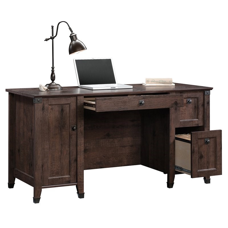 Pemberly Row Computer Desk in Coffee Oak