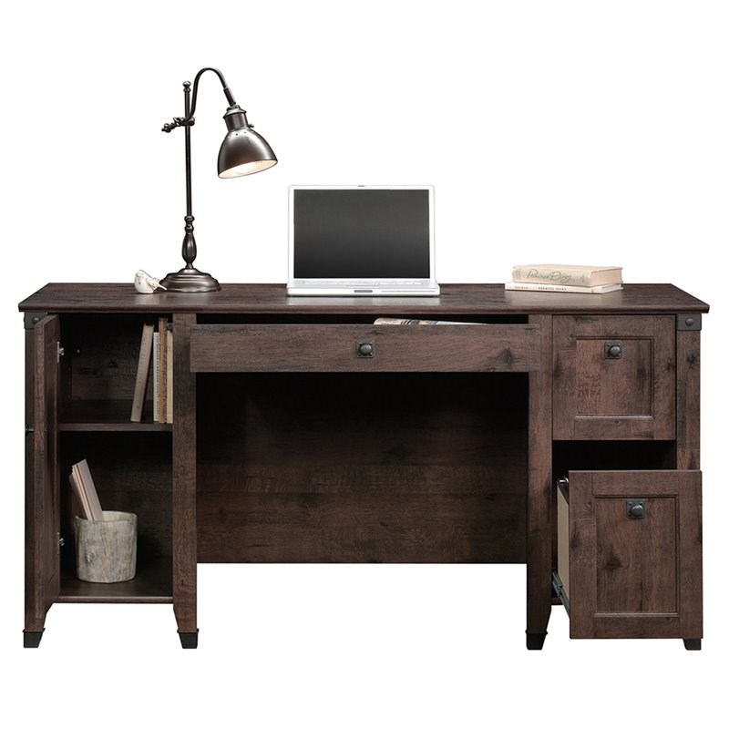 Pemberly Row Computer Desk in Coffee Oak