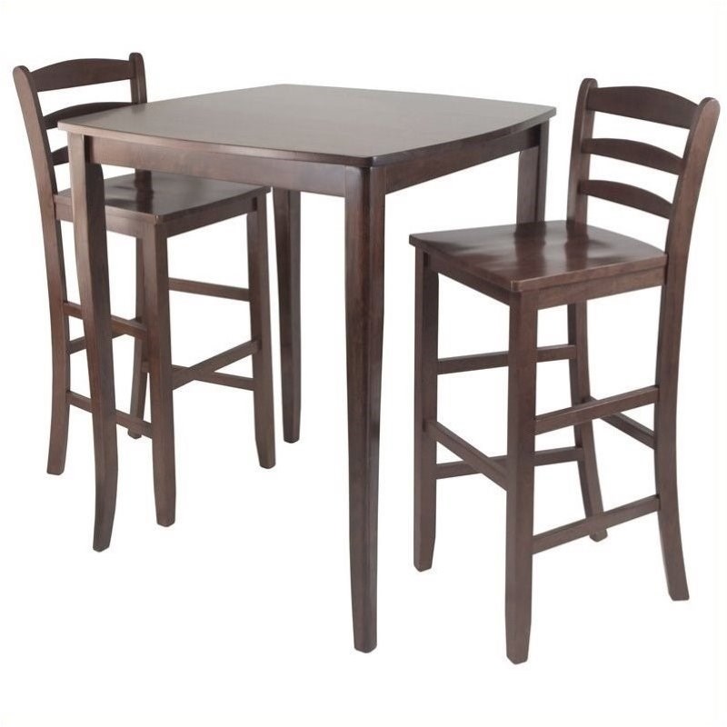 Pemberly Row High Pub Square Table in Antique Walnut Finish