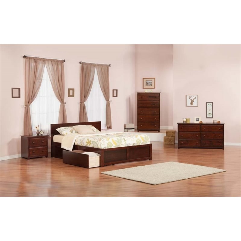 Pemberly Row King Storage Platform Bed in Walnut Homesquare