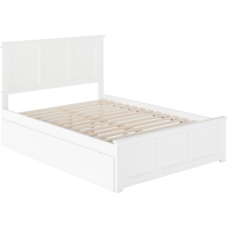 Pemberly Row Traditional Full Size Storage Wood Platform Bed in White ...