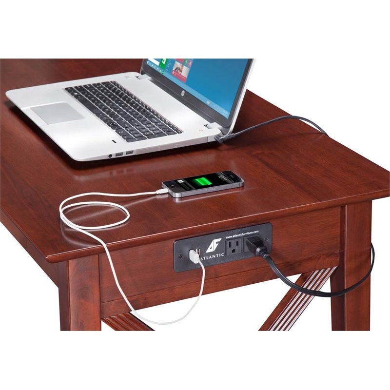 Pemberly Row Charger Writing Desk in Walnut