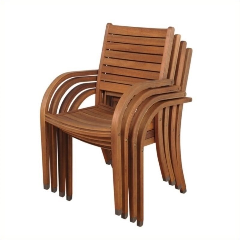 Pemberly Row 4 pc Stacking Armchair in Eucalyptus Wood
